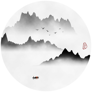 水墨画山水装饰画
