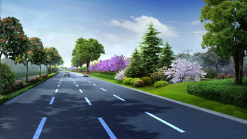 道路绿化效果图