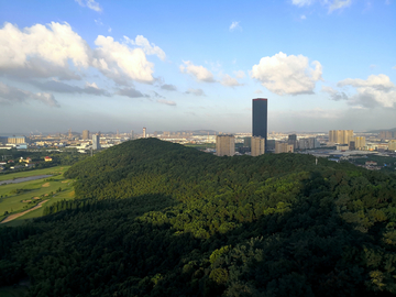 蓝天白云下的城市