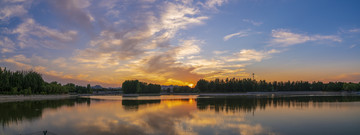 晚霞湖景全景