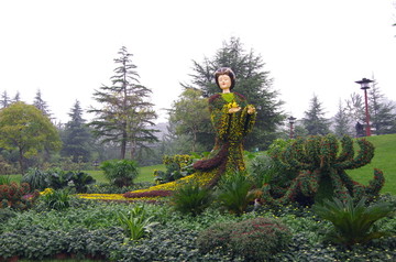 西安大唐芙蓉园菊花盆景茶壶造型