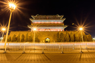 北京大前门正阳门夜景