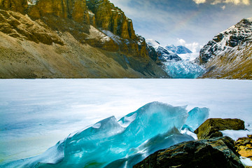 曲登尼玛冰川的蓝冰