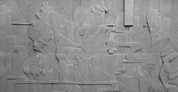古蜀国文化墙柏灌和悬棺浮雕