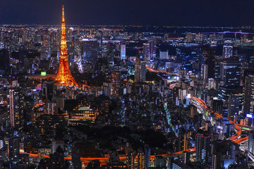 东京城市夜景鸟瞰图