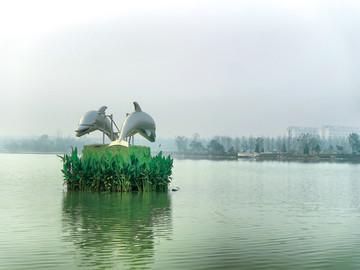 潍坊白浪河海豚雕塑