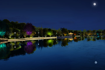 河道景观夜景亮化效果图