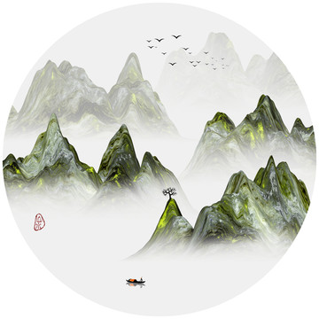 意境高山云雾山水装饰画