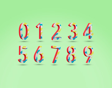 清新卡通立体数字