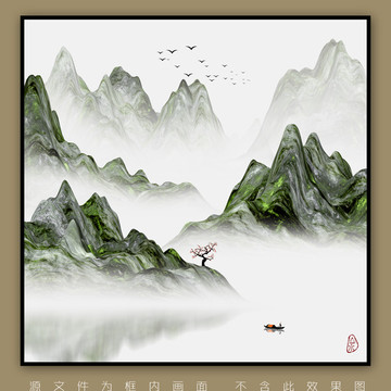 意境山水画远山云雾挂画