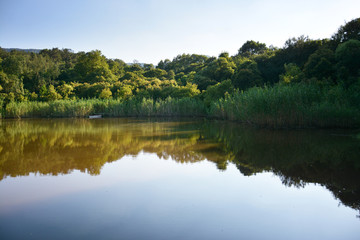 傍晚湖湖泊美景