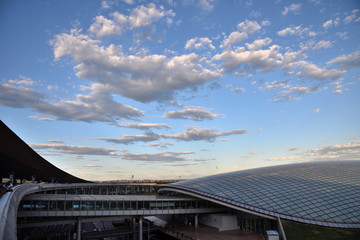 北京机场蓝天白云