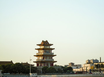 中国木楼望海塔古建筑摄影图