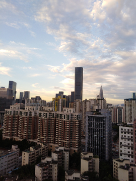 城市晚霞 夕阳下山 都市