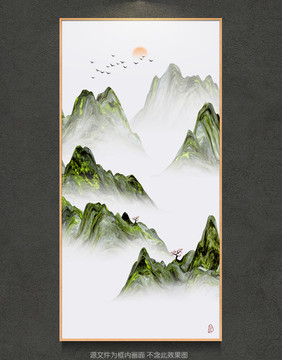 抽象意境玄关云雾山水画