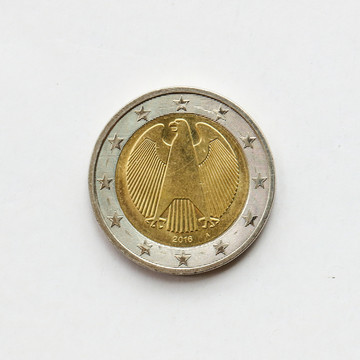 外币2欧元硬币背面