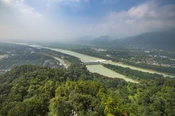 四川成都都江堰景区全景