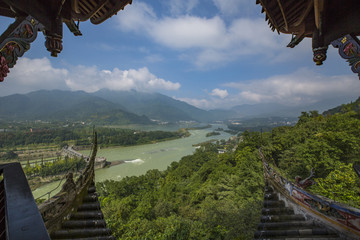 四川成都都江堰景区全景