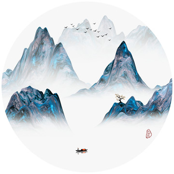 抽象意境山水画装饰画