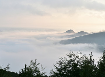 高山云海水墨画