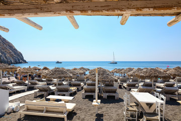 希腊圣托里尼岛黑海滩