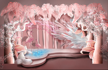 粉色火烈鸟婚礼设计图