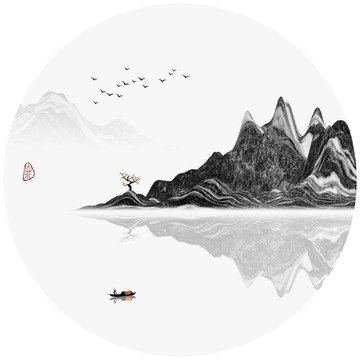 抽象意境水墨山水画