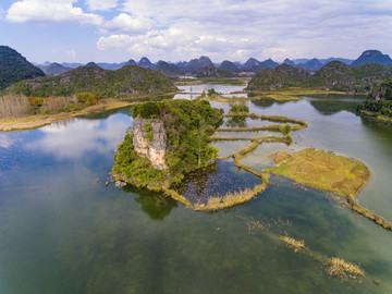 航拍云南文山丘北普者黑风景区