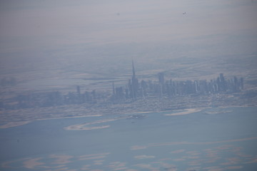 飞机俯视迪拜海岸