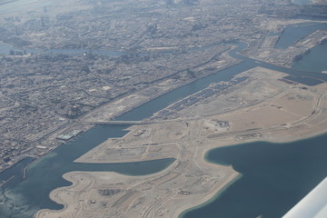 飞机航拍迪拜填海造陆
