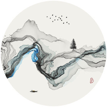 意境水墨山水画