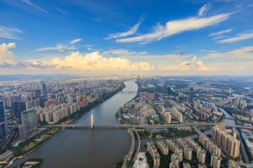 俯瞰广州珠江猎德大桥