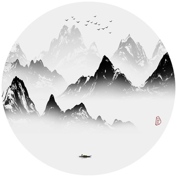 水墨画意境山水画