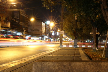 泰国清迈夜景车轨