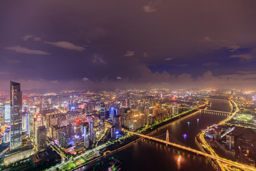 俯瞰广州珠江猎德大桥夜景
