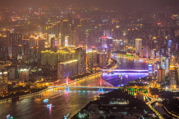 俯瞰广州珠江海印大桥夜景