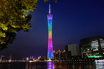 的广州塔灯光夜景
