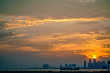 厦门美丽的风景日落黄昏夕阳