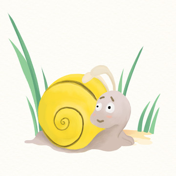 蜗牛黄色可爱动物