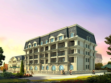 高档洋房单体建筑效果图