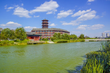 碧水蓝天青州宋城风景