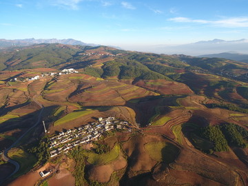 航拍东川红土地