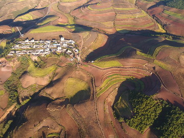 航拍东川红土地