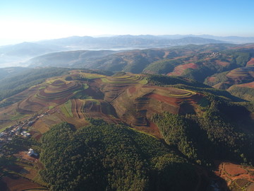 航拍东川红土地