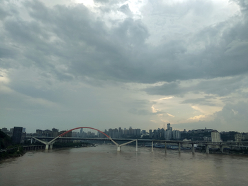 重庆长江大桥复线桥 江畔暮色