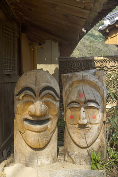 韩国假面文化杨邦面具木刻