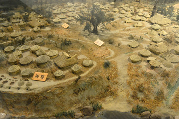 仰韶文化羌寨聚落遗址模型