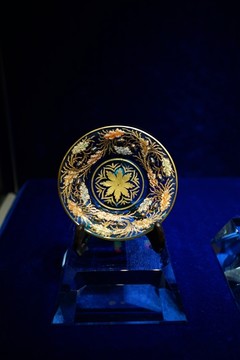 波西米亚镀金玻璃画珐琅纹碗碟
