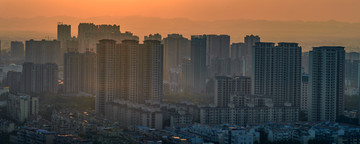 夕阳高楼大厦