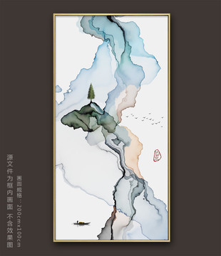 新中式抽象意境玄关水墨画